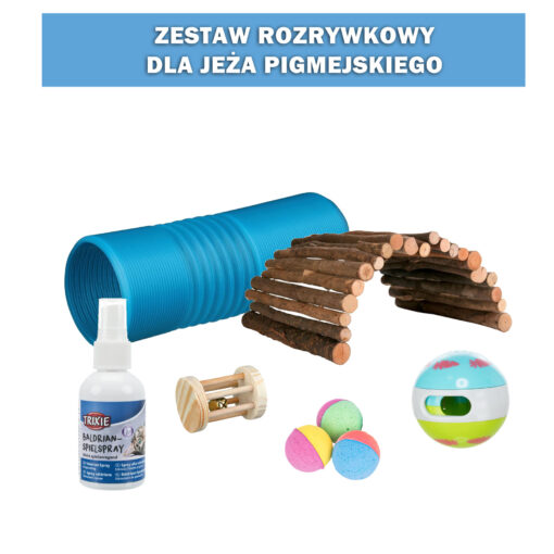 Zestaw rozrywkowy dla jeża pigmejskiego – niebieski