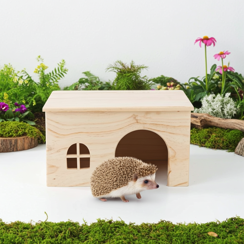 Domek dla jeża, drewniany, 28×16×18 cm - obrazek 4